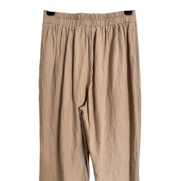 Sincerely Jules Linen Blend Tan Pants Size Medium Elastic Waist NWOT - Picture 2 of 10